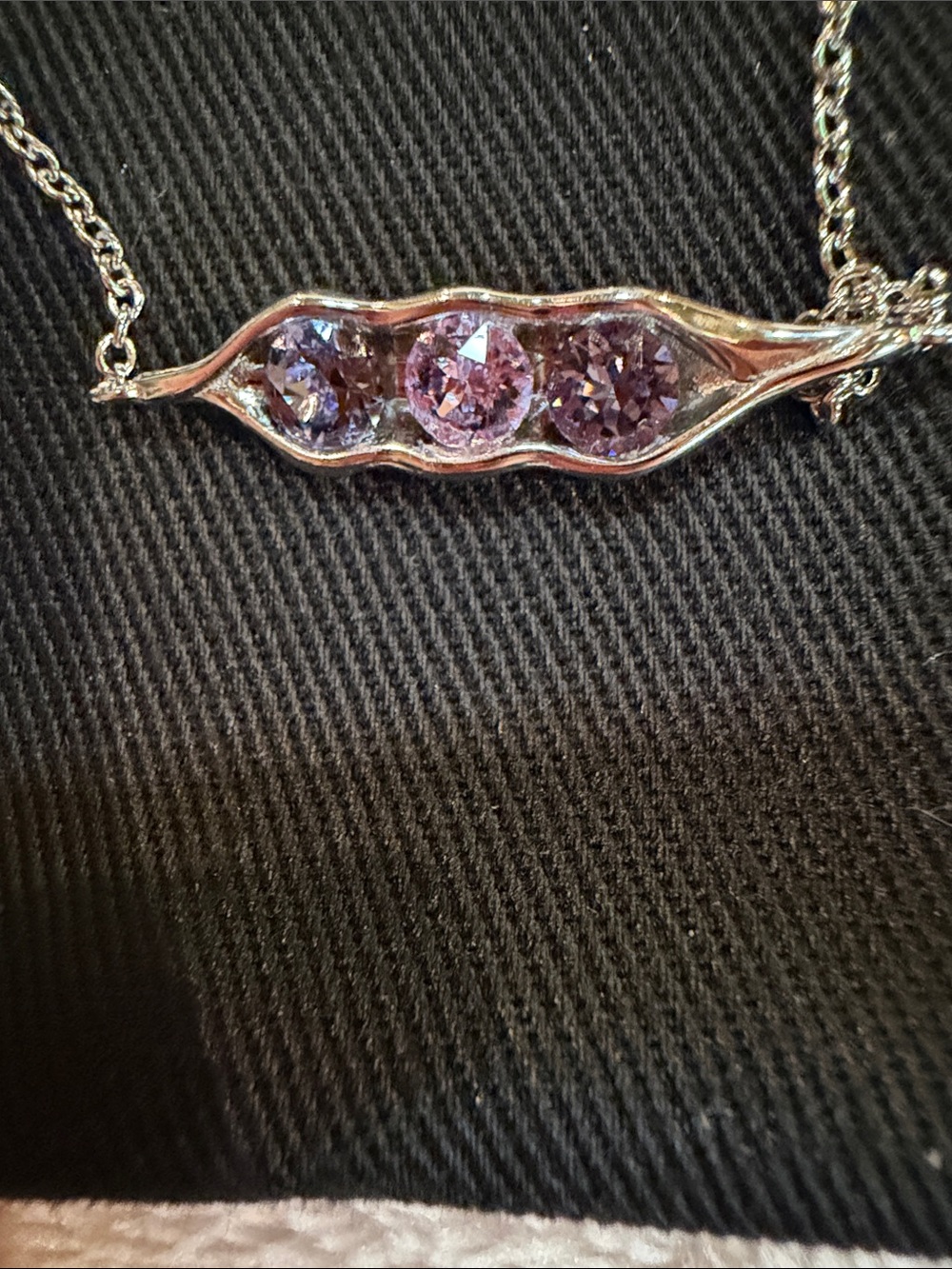 Addiction Gold Pea Pod Necklace with Lilac Stones